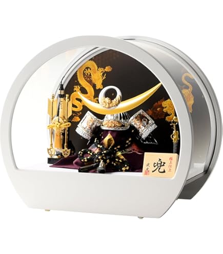 Amazon | 品 正絹威 鎧師 龍玉作 大鍬形之兜 五月人形 漆塗り収納 大